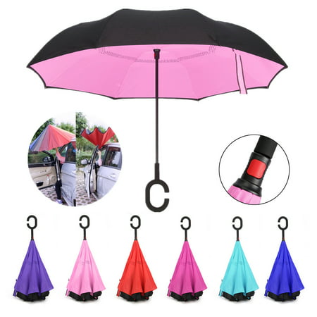 The Avengers Car Reverse Umbrella Windproof And Rainproof Double Folding Inverted Umbrella With C-Shaped Handle UV Protection Inverted Folding Umbrellas 